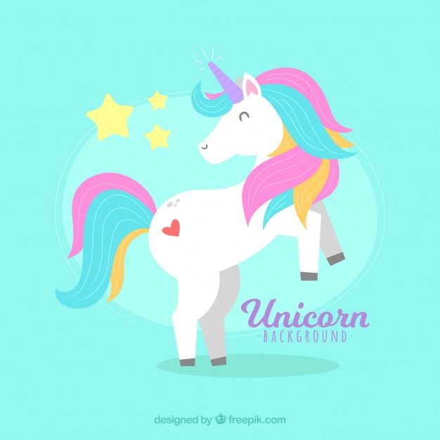 626x626 Colorful Unicorn Background With Stars Free Vector