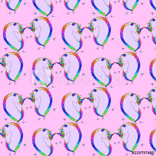 500x500 Vector Seamless Pattern With Rainbow Unicorns Unicorn Background