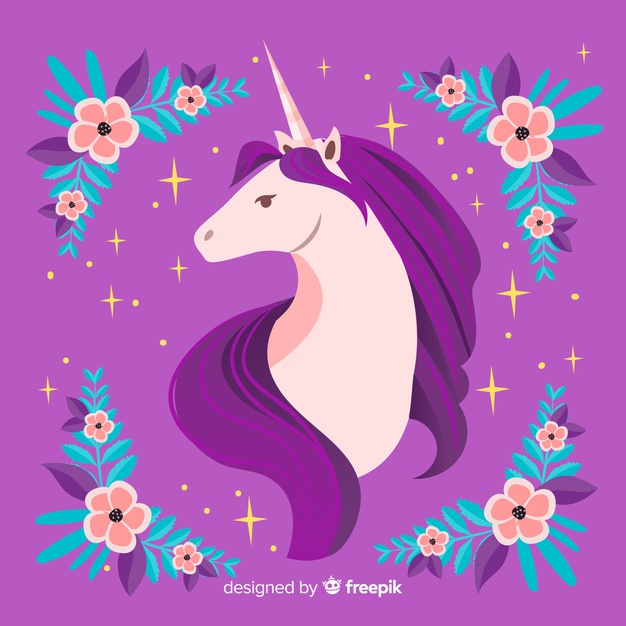 626x626 Flat Floral Cute Unicorn Background Vector Free Download