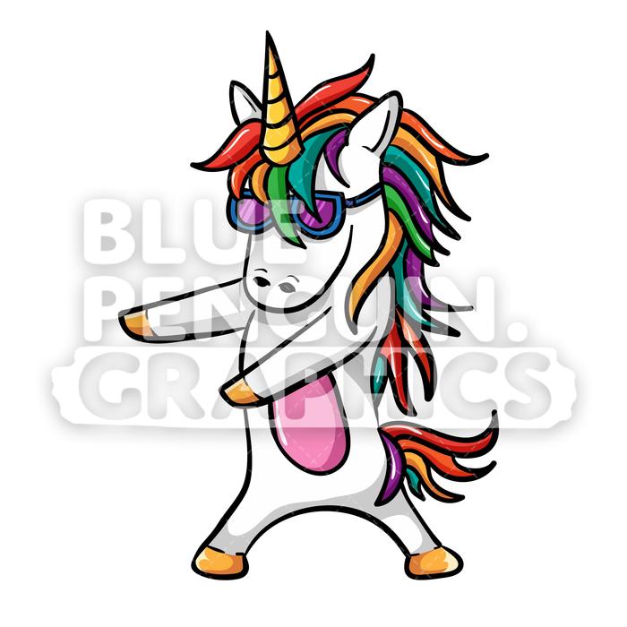 700x700 Unicorn Floss Dance Vector Cartoon Clipart Illustration Blue