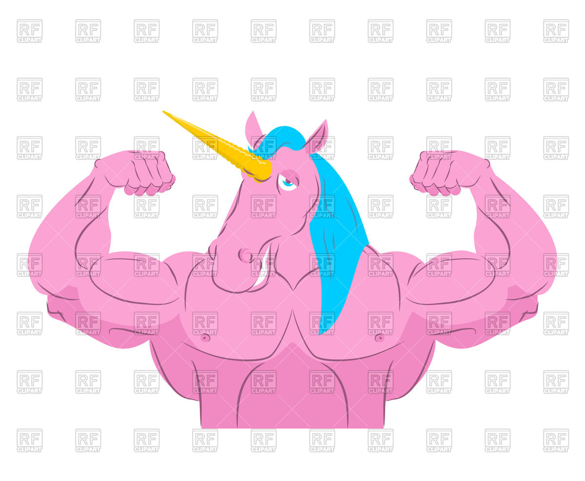 1200x987 Unicorn Strong Athlete Magic Animal Bodybuilder Vector Image