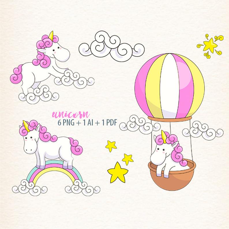 794x794 Unicorn Clipart Vector Unicorns Fantasy Clipart Rainbow Clip Etsy