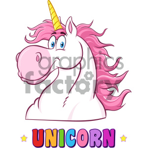 300x300 Clipart Illustration Smiling Magic Unicorn Head Classic Cartoon