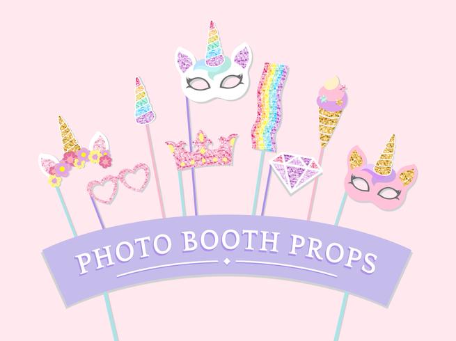 Cute Unicorn Photo Booth Party Props Vector 655x490 Cute Unicorn Photo Booth Party Props Vector