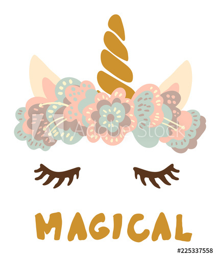 Magical Cute Sweet Little Unicorn Head In Flower Crown Vector Art 423x500 Magical Cute Sweet Little Unicorn Head In Flower Crown Vector Art