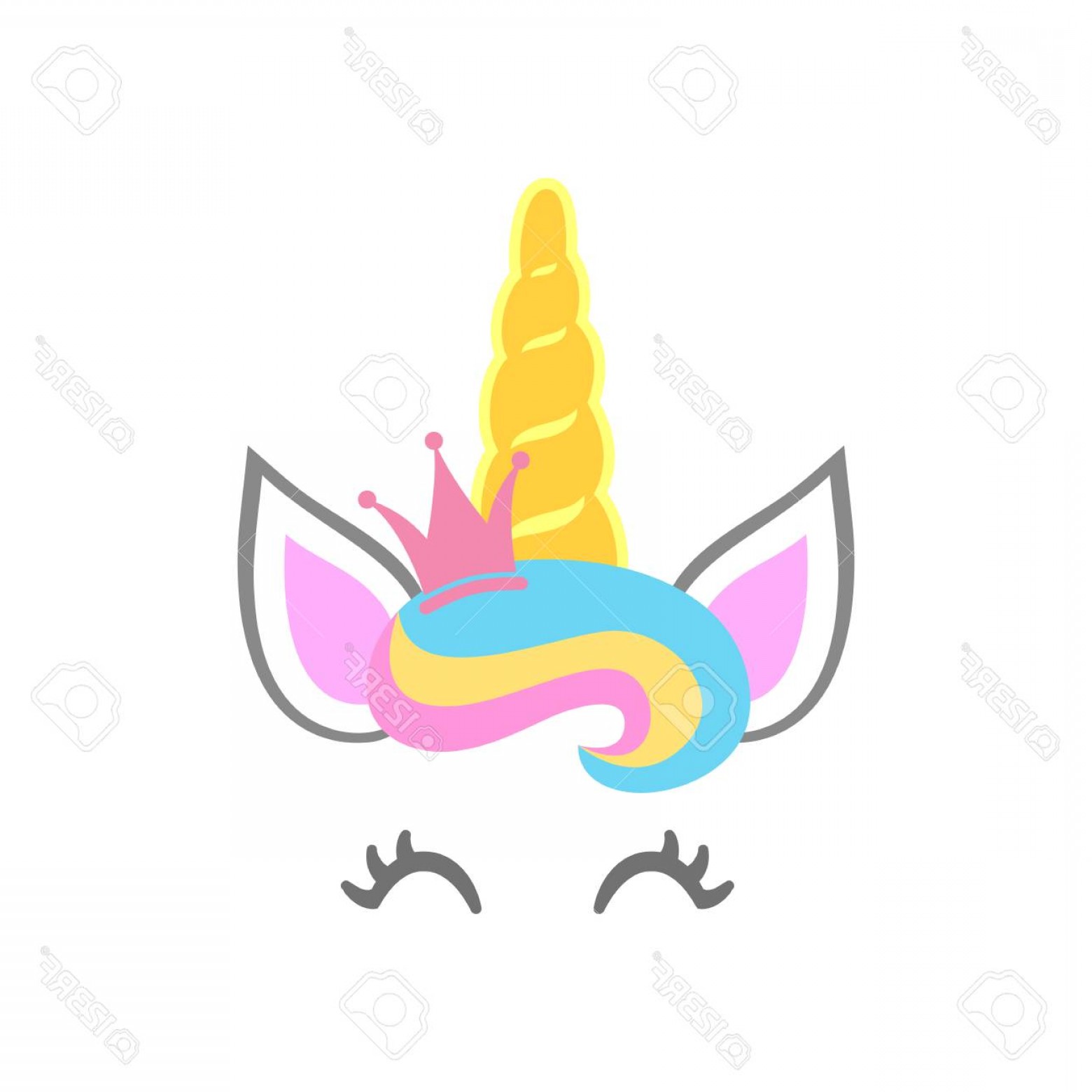 Photostock Vector Cute Unicorn Face With Crown Unicorn Head Vector 1560x1560 Photostock Vector Cute Unicorn Face With Crown Unicorn Head Vector