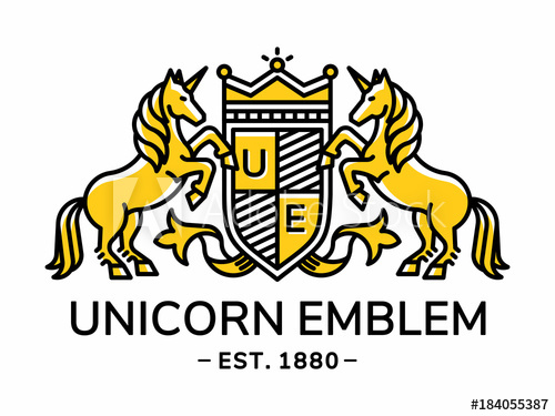 Unicorn Emblem Heraldry Line Style With Shield And Crown 500x375 Unicorn Emblem Heraldry Line Style With Shield And Crown