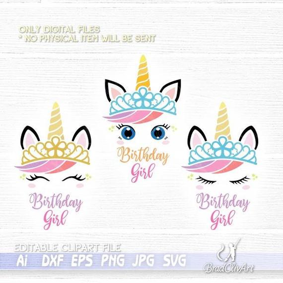 Bundle Unicorn Birthday Girl With Queen Princess Crown For Etsy 570x570 Bundle Unicorn Birthday Girl With Queen Princess Crown For Etsy