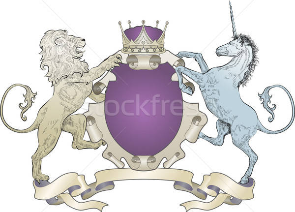 Shield Coat Of Arms Lion, Unicorn, Crown Vector Illustration 600x431 Shield Coat Of Arms Lion, Unicorn, Crown Vector Illustration