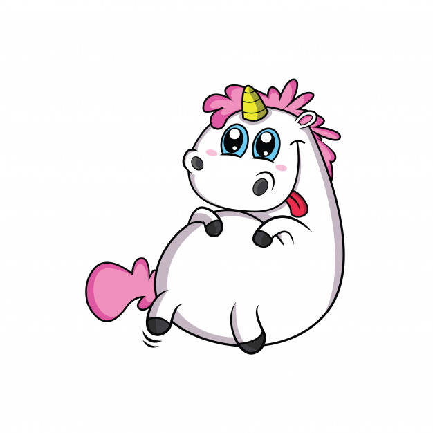 626x626 Unicorn Plump Funny Face With Blue Eyes Vector Premium Download