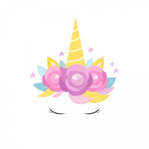 300x300 Cute Unicorn Face Head Horn Ears Eyes Hairstyle Vector