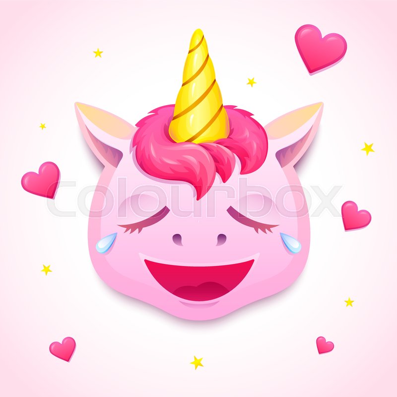 800x800 Emoji Cute Pink Unicorn, Face Of Stock Vector Colourbox
