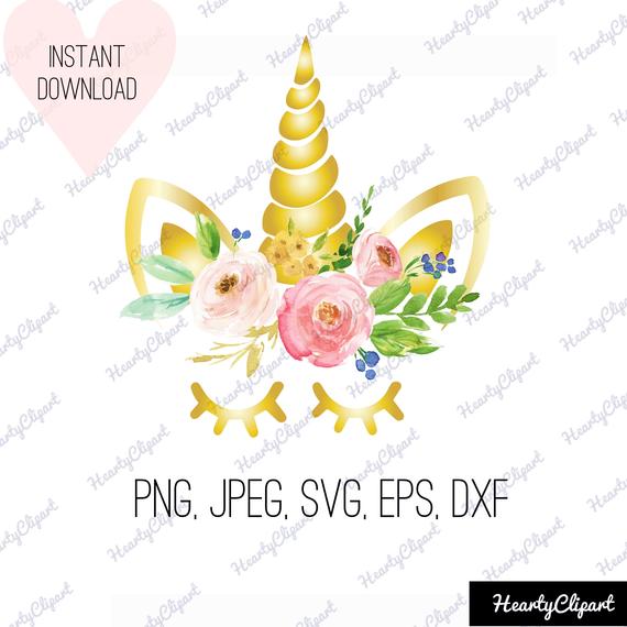 570x570 Gold Unicorn Face Vector Png Dxf Cute Designs Etsy