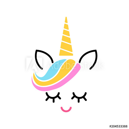 500x500 Happy Unicorn Face Vector Cute Unicorn Face Design For Child