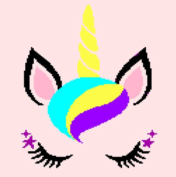 570x572 Unicorn Face Tapestry Crochet Afghan Pattern Written And Etsy
