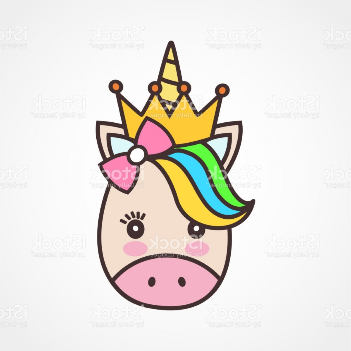 1228x1228 Cute Unicorn Face Vector Cartoon Character Illustration Sign
