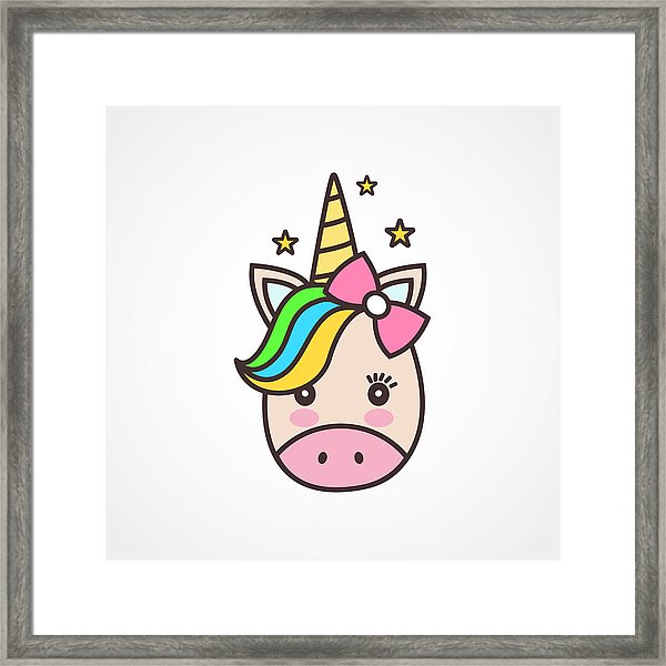 600x600 Cute Unicorn Face Vector Cartoon Character Illustration Sign