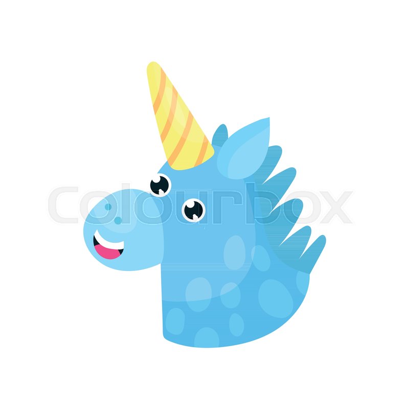 800x800 Cute Cartoon Blue Magic Unicorn Head Stock Vector Colourbox