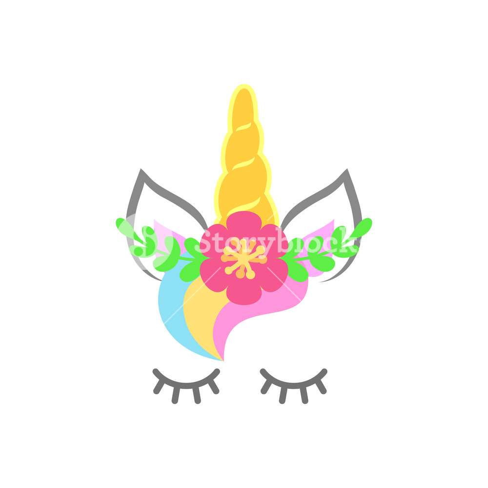 1000x1000 Cute Unicorn Face With Beautiful Flowers Unicorn Head Vector