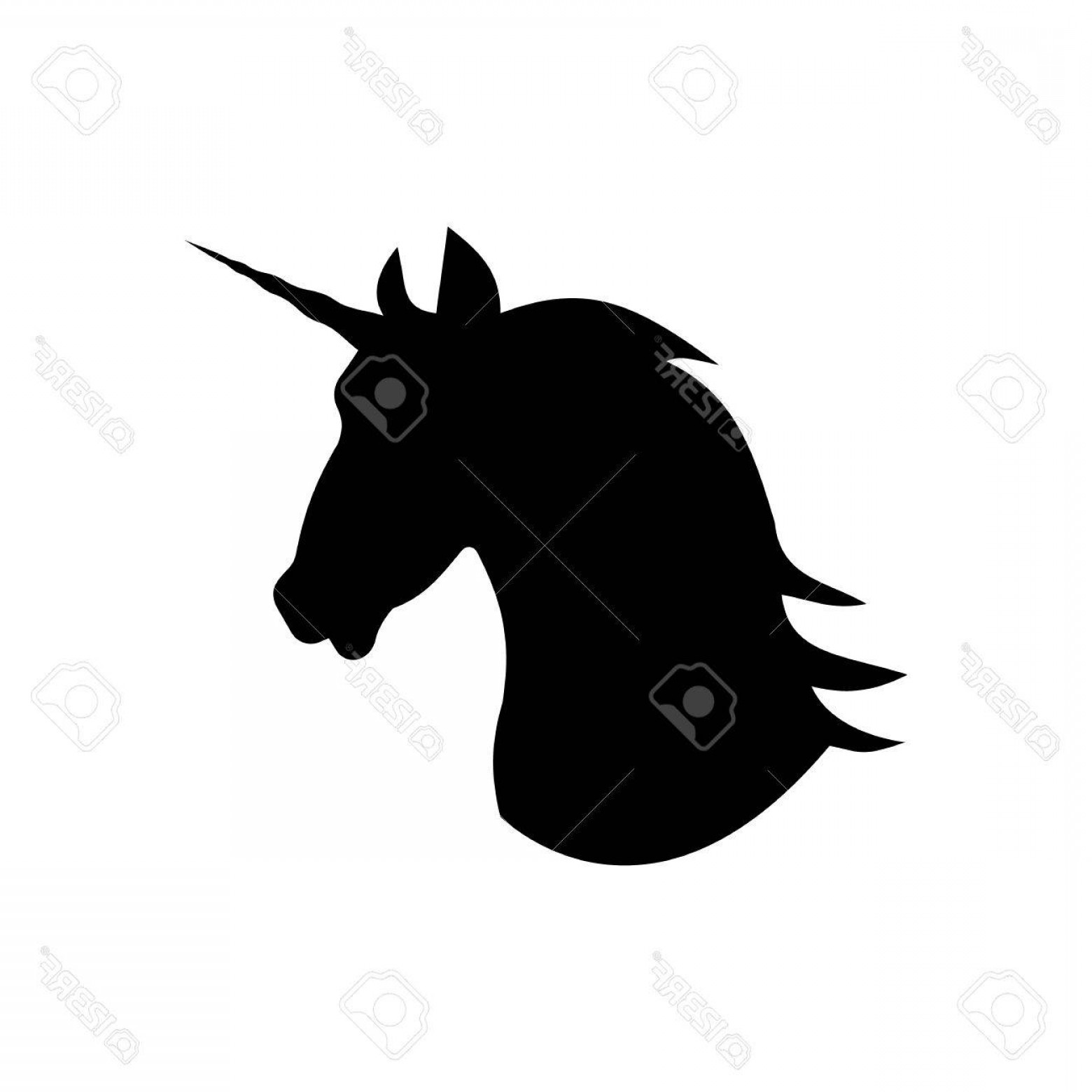 1560x1560 Photostock Vector Unicorn Head Mythical Horse In Silhouette