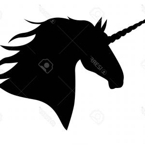 300x300 Photostock Vector Unicorn Head Silhouette Hand Drawn Vector