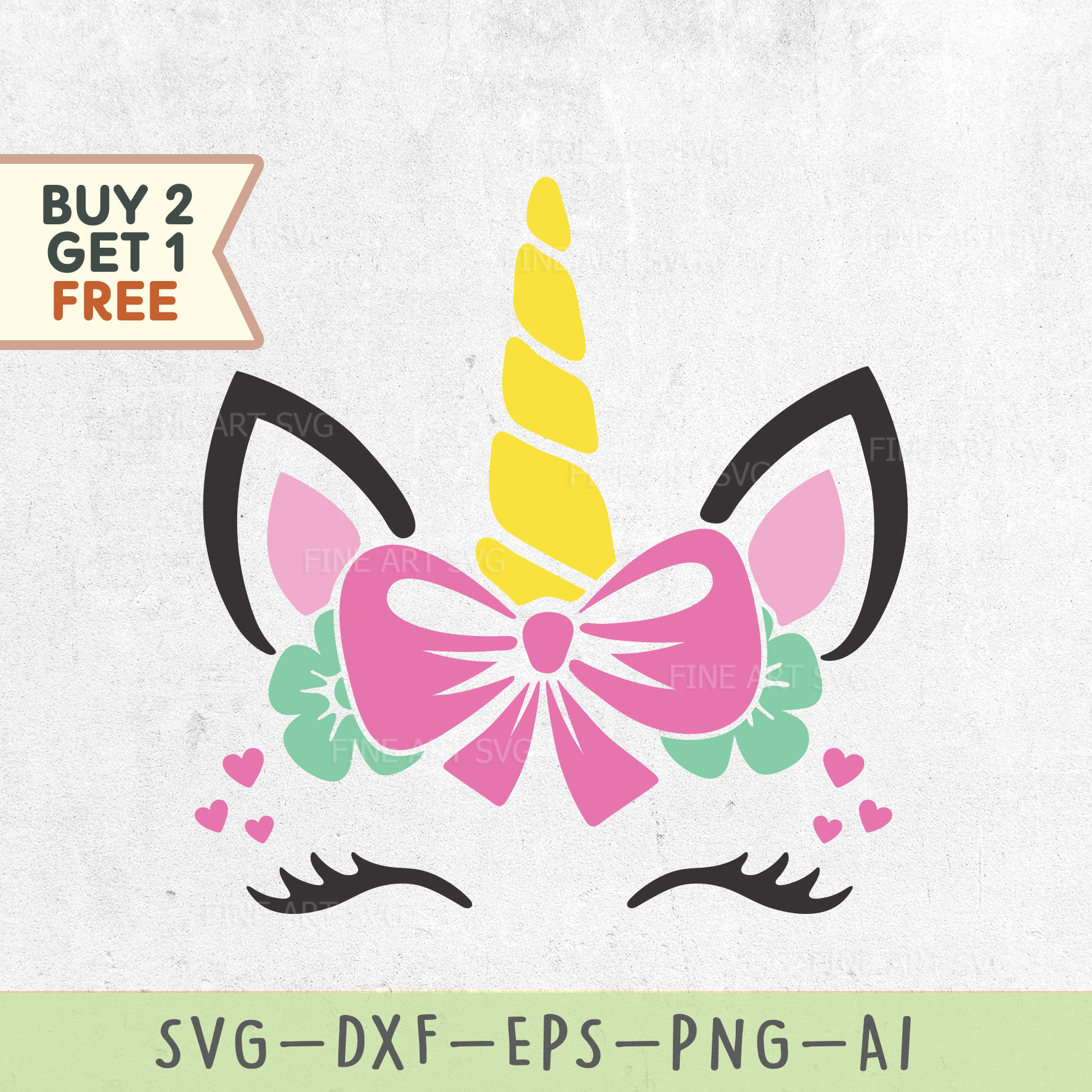 1772x1772 Unicorn Bow Design For Cricut And Silhouette Unicorn Face Etsy