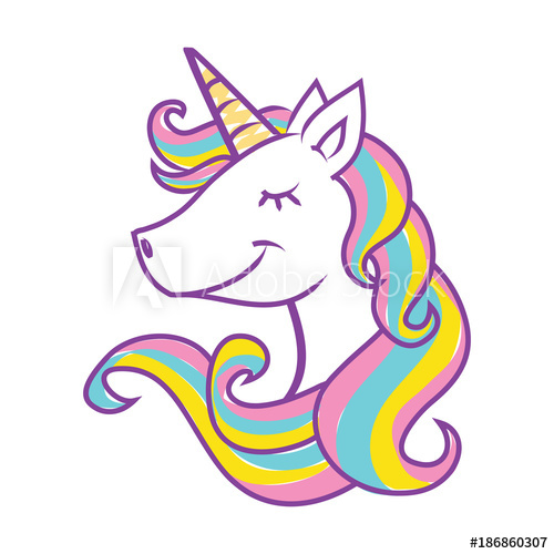 500x500 Unicorn Head Vector Illustration On White Background Cute Magical