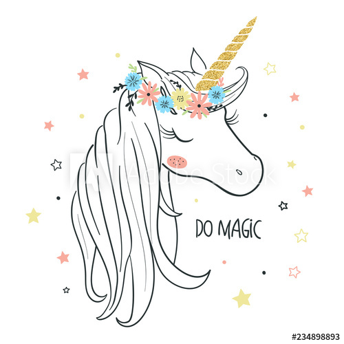 500x500 Unicorn Head Vector Illustration For Kids