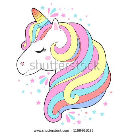 450x470 White Unicorn Head Vector Illustration Cute Pony Face