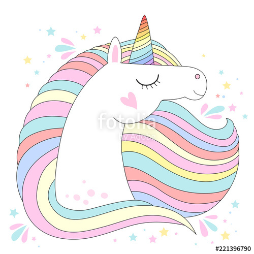 500x500 White Unicorn Head Vector Illustration Stock Image And Royalty