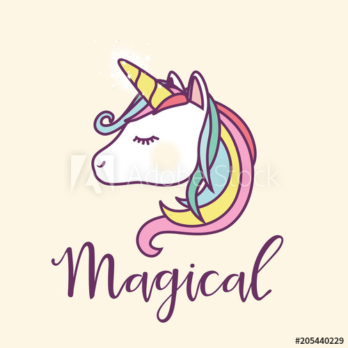 500x500 Cute Magical Unicorn Head Vector Design