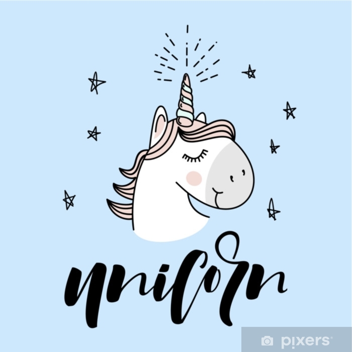 700x700 Cute Magical Unicorn Head Vector Design Poster