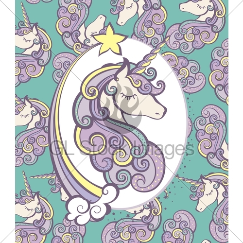 500x500 Cute Magical Unicorn Head Vector Design Gl Stock Images
