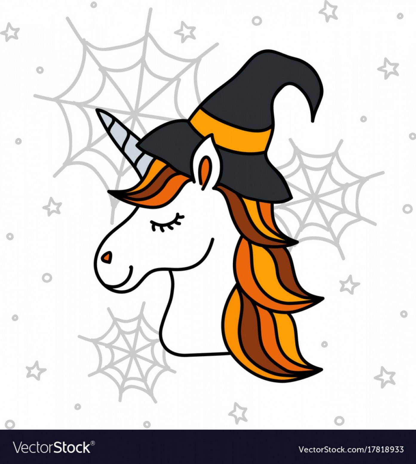 1393x1555 Cute Halloween Unicorn Portrait With Witch Hat Vector Wallkeeper