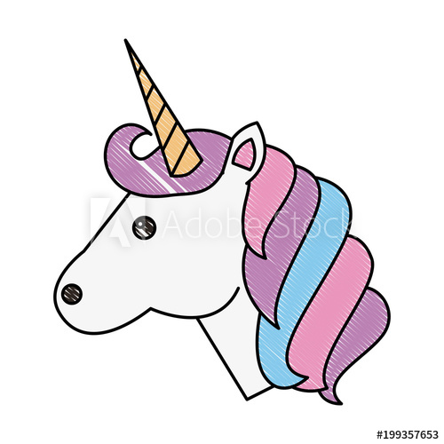 500x500 Cute Animal Magic Unicorn Horn Vector Illustration Drawing
