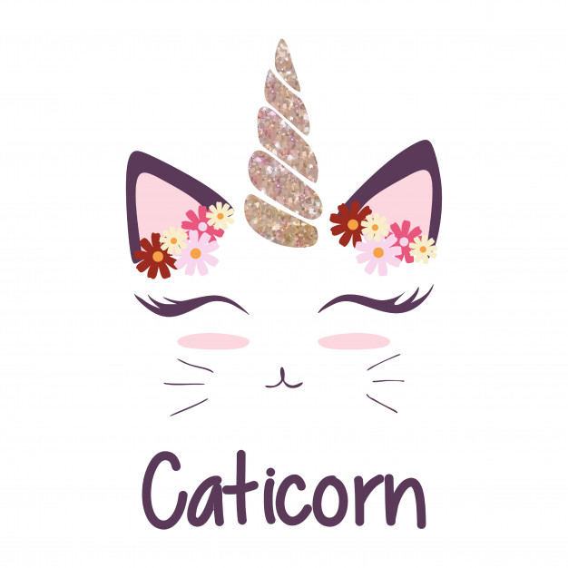 626x626 Cute Cat With Unicorn Horn And Flower Vector Premium Download