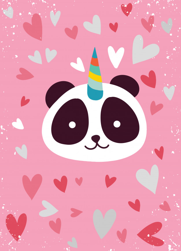626x869 Cute Panda With A Unicorn Horn Vector Premium Download