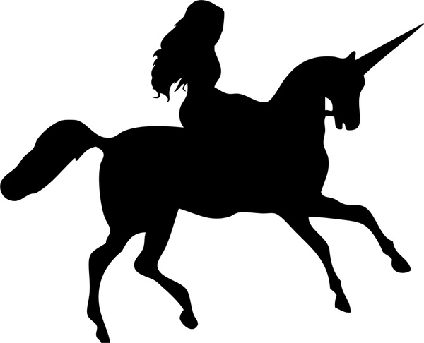 Woman Riding Unicorn Vector Illustration With Silhouette Style 600x486 Woman Riding Unicorn Vector Illustration With Silhouette Style