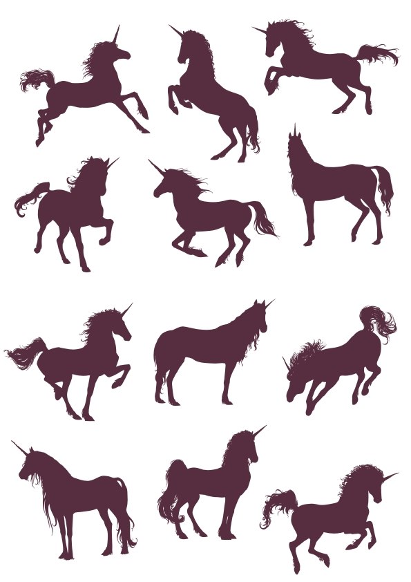 New Unicorn Silhouettes Vector Collection Free Vector Cdr Download 595x842 New Unicorn Silhouettes Vector Collection Free Vector Cdr Download
