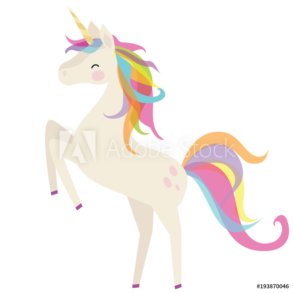 1000x1000 Fotografie, Obraz Cute Unicorn Vector Cartoon Illustration