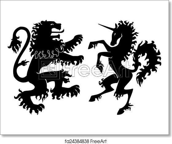 560x470 Free Art Print Of Heraldic Lion And Unicorn Vector Heraldic Lion