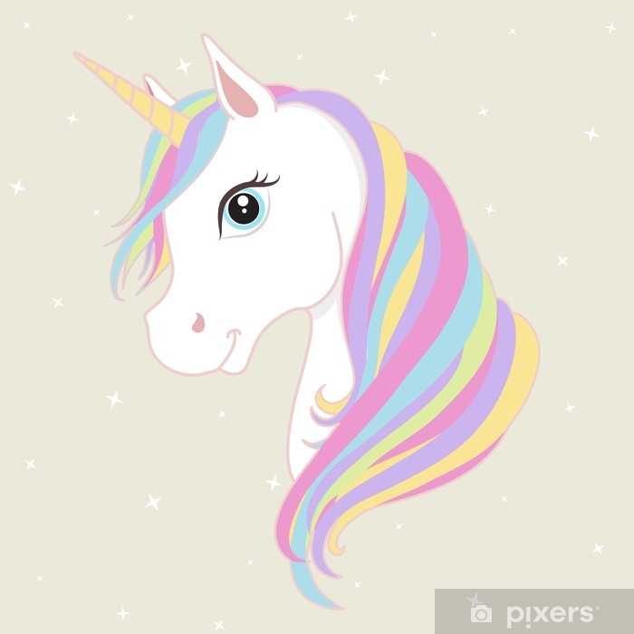 700x700 White Unicorn Vector Head With Mane And Horn Unicorn On Starry