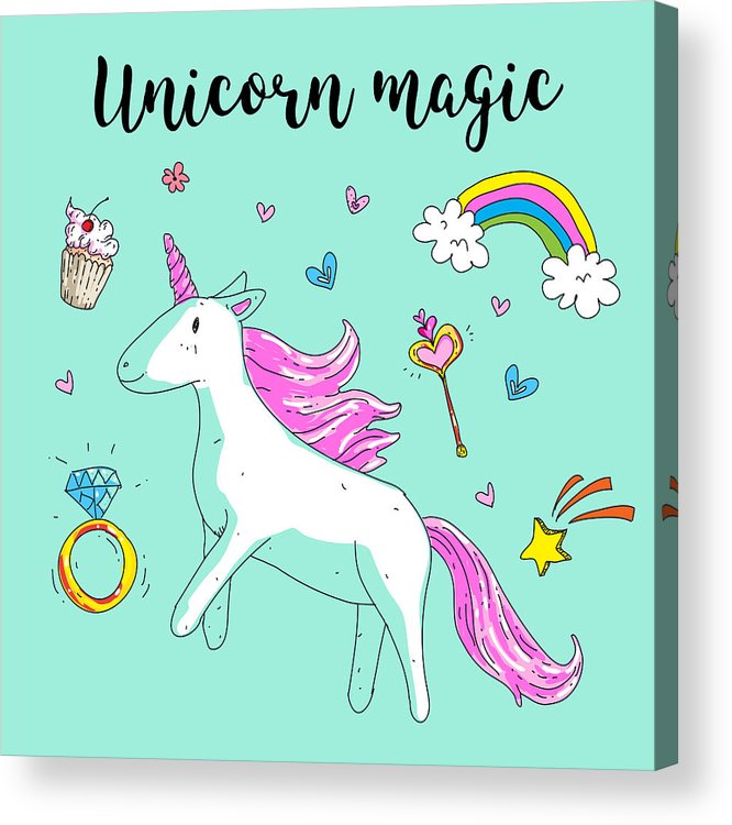 666x750 Cute Fantasy Unicorn Vector Illustration With Rainbow, Princess