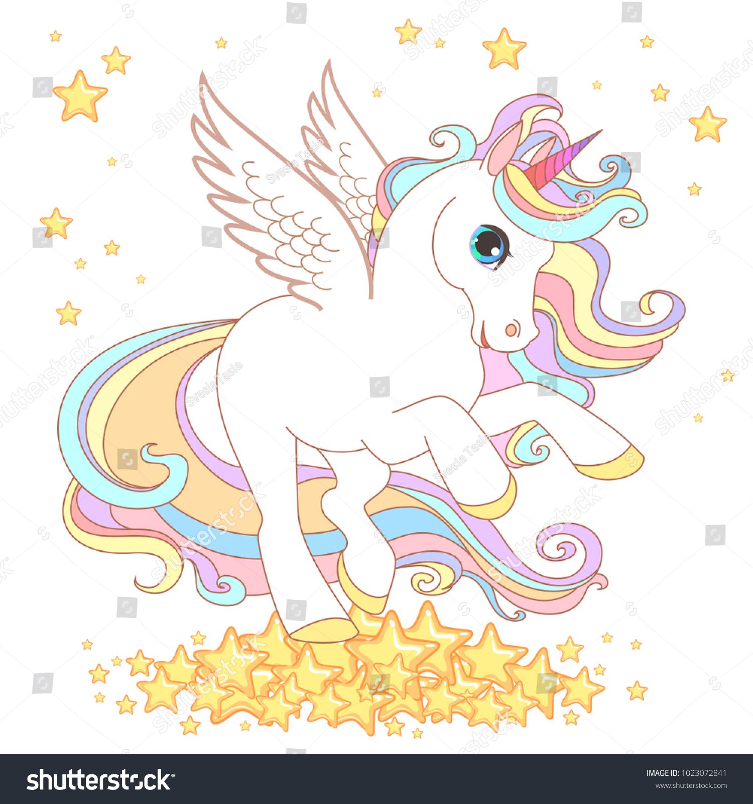 1500x1600 Cute Unicorn Vector Illustration For Children Design Gold Hair