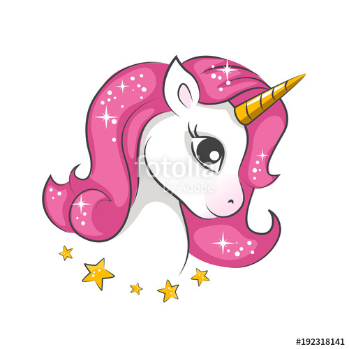500x500 Cute Little Pink Magical Unicorn Vector Design On White