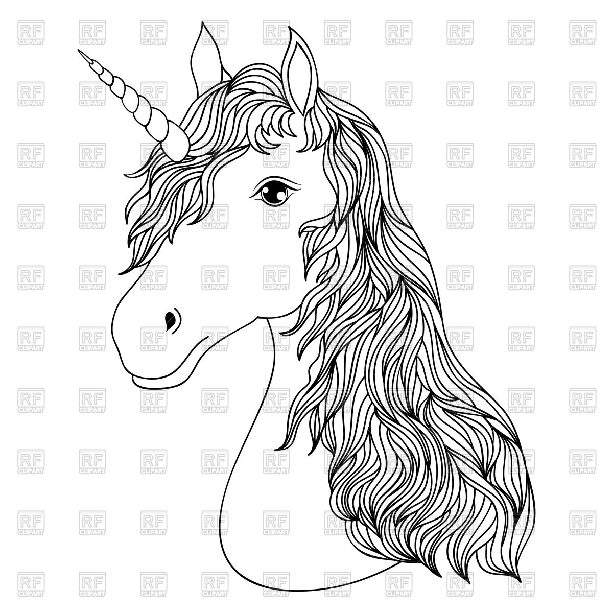 1200x1200 Head Of Hand Drawn Unicorn Vector Image Of Plants And Animals