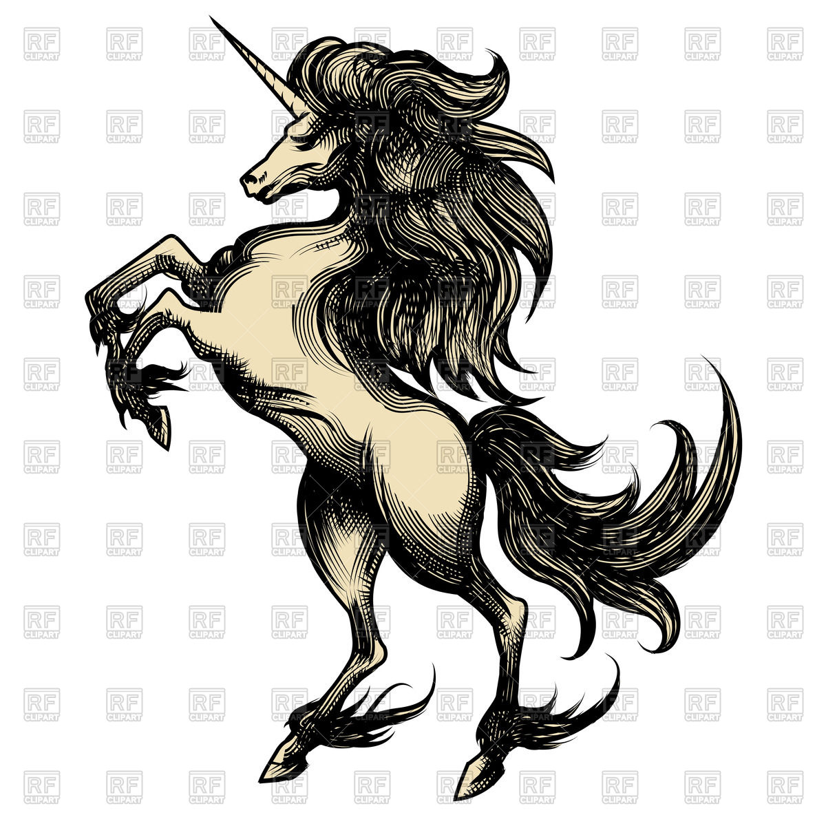 1200x1200 Engraving Style Unicorn Vector Image Of Plants And Animals