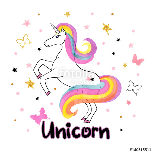 Beautiful Rainbow Unicorn Vector Illustration Stock Image 500x500 Beautiful Rainbow Unicorn Vector Illustration Stock Image