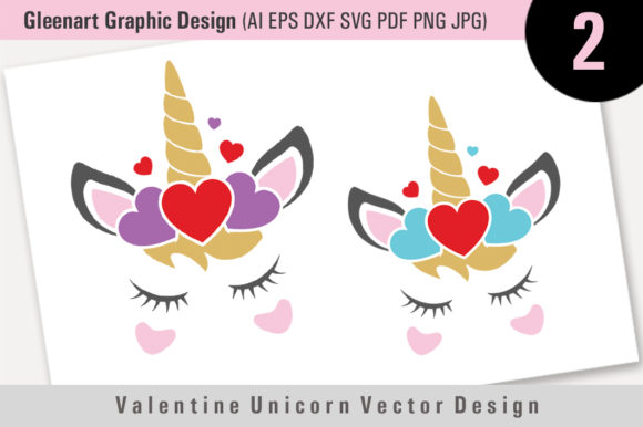 Valentine Unicorn Vector Design Graphic 580x386 Valentine Unicorn Vector Design Graphic