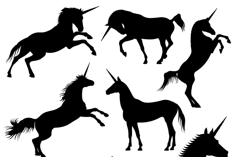 Mythical Rebellious Unicorn Vector Black Silhouettes 800x533 Mythical Rebellious Unicorn Vector Black Silhouettes